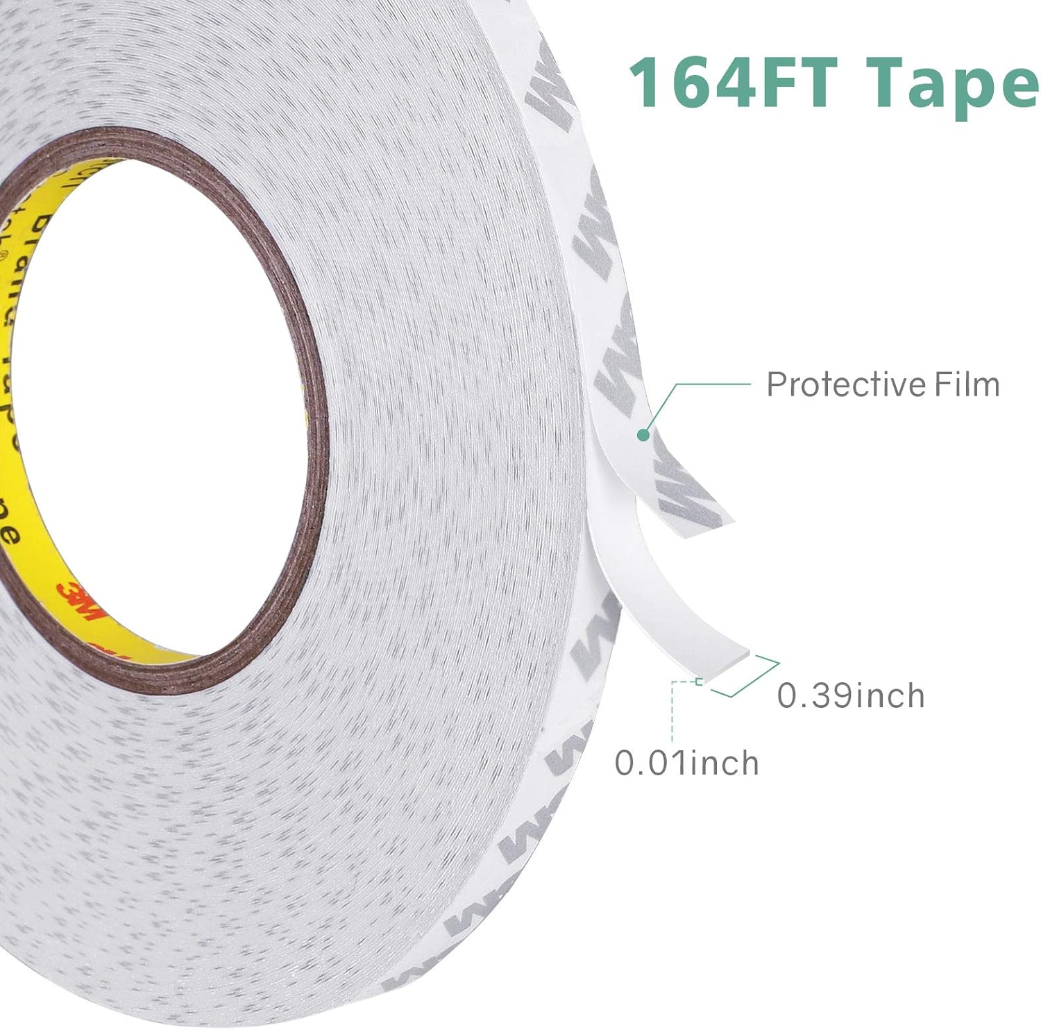 Double Sided Tape, 164FT Length, 0.39 Inch Width Thin Waterproof Mounting Tape, Easy Peel Off Two Sided Tape Foam Tape for Led Strip Lights, Car, Home, Office Decor, Made of 3M Tape: Arts, Crafts & Sewing