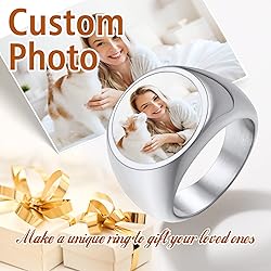 FindChic Customized Round Signet Rings with Photo