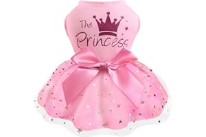 Idepet Princess Dog Dress Tulle Puppy Skirt Pet Apparel Dog Tutu with Bowknot,Birthday Dresses Daisy Sleeveless Holiday Clothes for Small Dogs Girls and Cats, Large