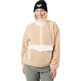 Roxy Women's Twilight Half Zip Knit Top | Oversized Faux Fleece Pullover | Removable Hood | Half-Zip Anorak | Cold Weather and Everyday Layering
