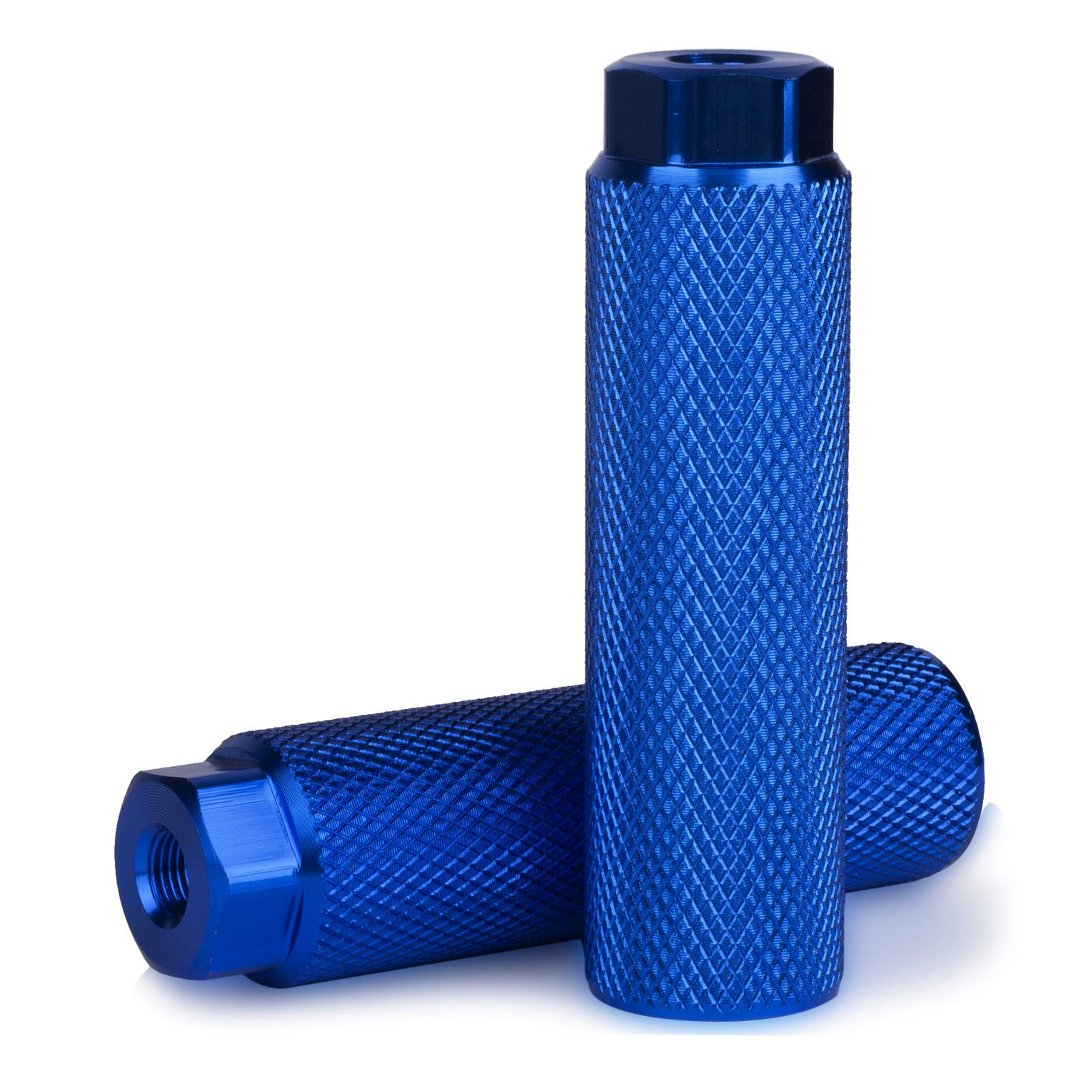 Photo 1 of KINSPORY 2PC Bike Pegs for 3/8 inch Axles, Aluminum Alloy Anti-Skid BMX Bicycle Pegs for Mountain Bike Backseats Stands Cycling Rear Stunt Pegs - Blue