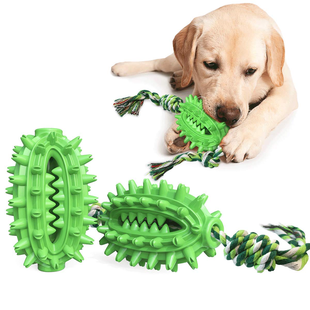 KZLLYJ Dog Chew Toys, Indestructible Tough Durable Dog Toothbrush Toys For Chewers Dogs Dental Care Teeth Cleaning for Large/Medium/Small Dogs (Green)