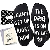 HAPPYPOP Funny Dog Lover Gifts - Men Women Socks for Dog Mom Dad, Birthday Gifts with Cards