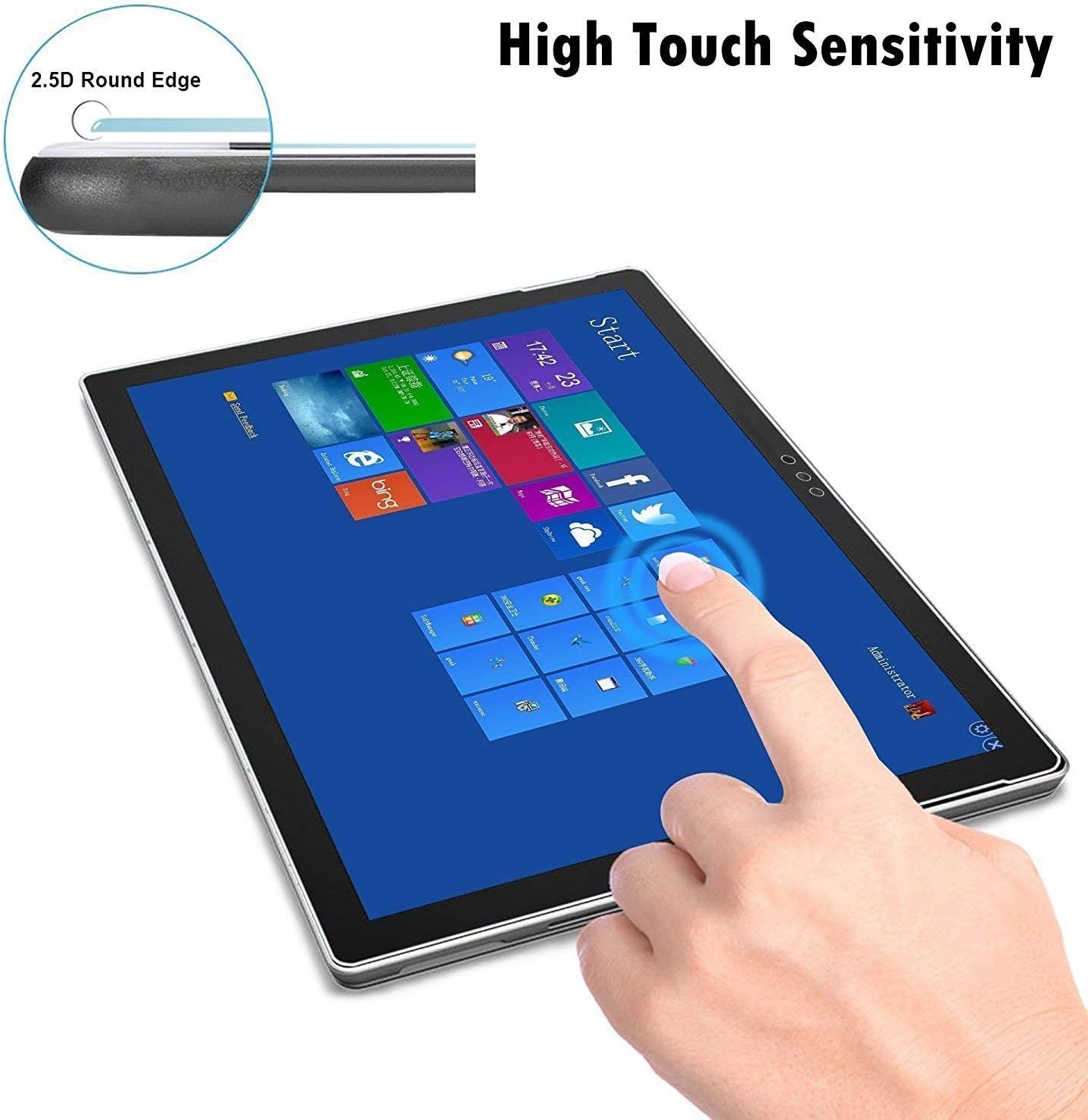 MEGOO Surface 3 Screen Protector,Tempered Glass,Ultra Clear, Anti-Scratch, Friendly Touching Screen Shield - Image 3