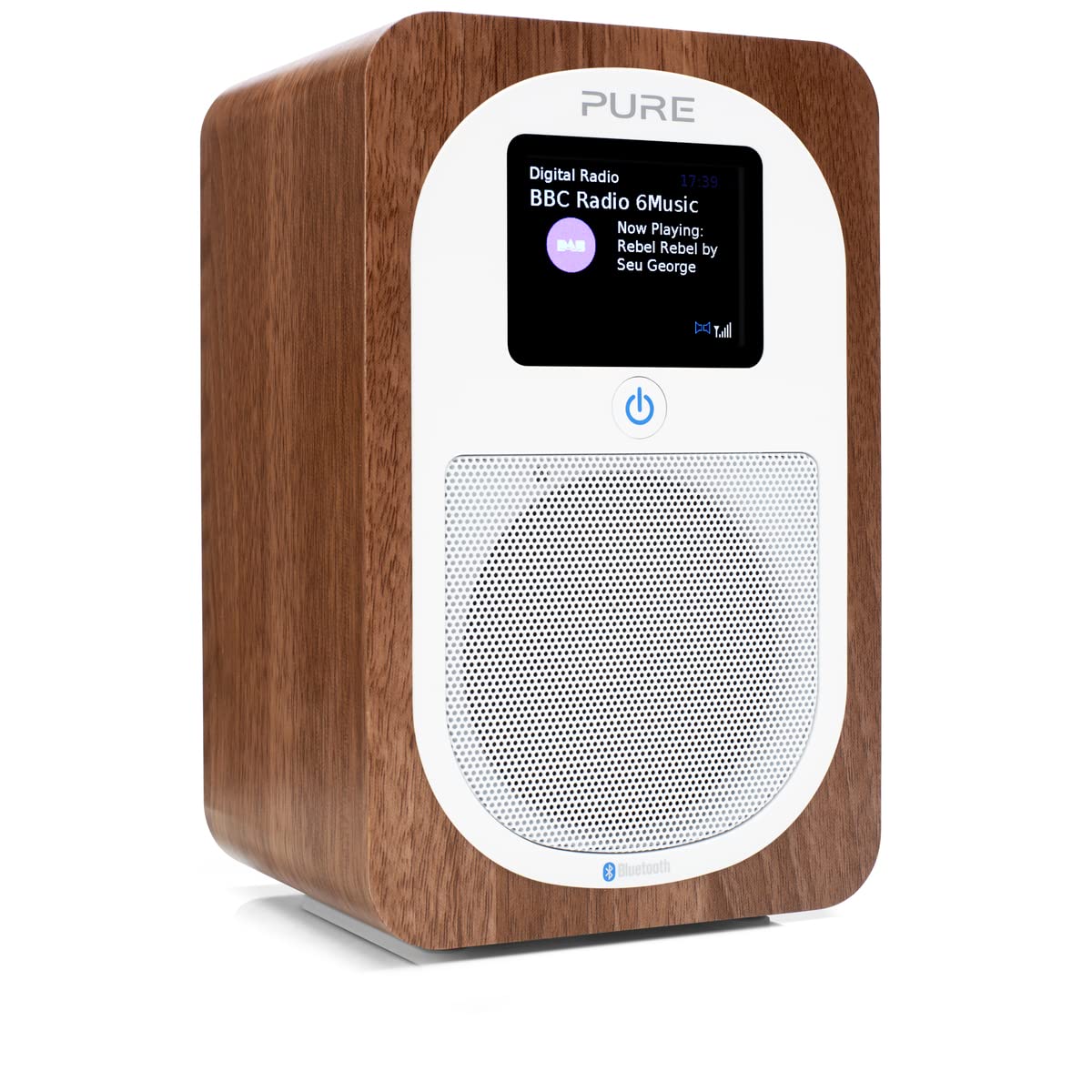 Pure Evoke H3 portable Digital Radio (DAB/DAB+/FM radio, Bluetooth, sleep timer, alarm function, countdown timer, 40 station presets, AUX, battery operation possible) Wood Walnut