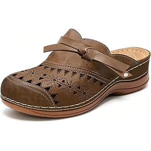 Closed Toe Sandals Women - Bowknot Orthopedic Mules Shoes Casual Beach Comfort Summer Clogs Flat Hollow Out Slippers