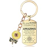 ITHKIRHO Best Friend Women Gifts Chain - Sunflower Keychain Gold True Friend Gifts For Women Friendship Birthday Bestie