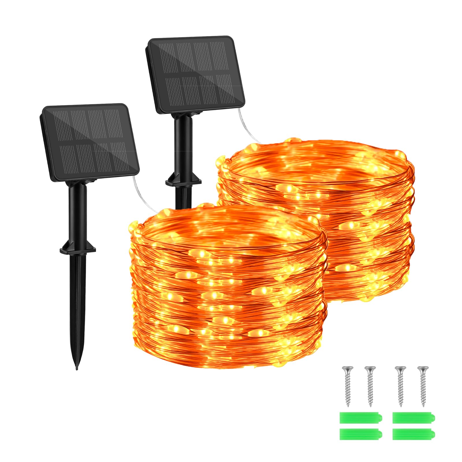 cshare Solar String Lights, 50 LEDs 2 Pack Orange Fairy Lights Outdoor 8 Modes 33 FT Solar Garden Lights,Waterproof for Halloween Themed Party,Pathway,Christmas Tree Outdoor/Indoor Decorations — image 1
