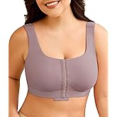 LANCS Wireless Front Closure Compression Bras for Women Post Surgery Mastectomy Everyday Bra with Adjustable Straps