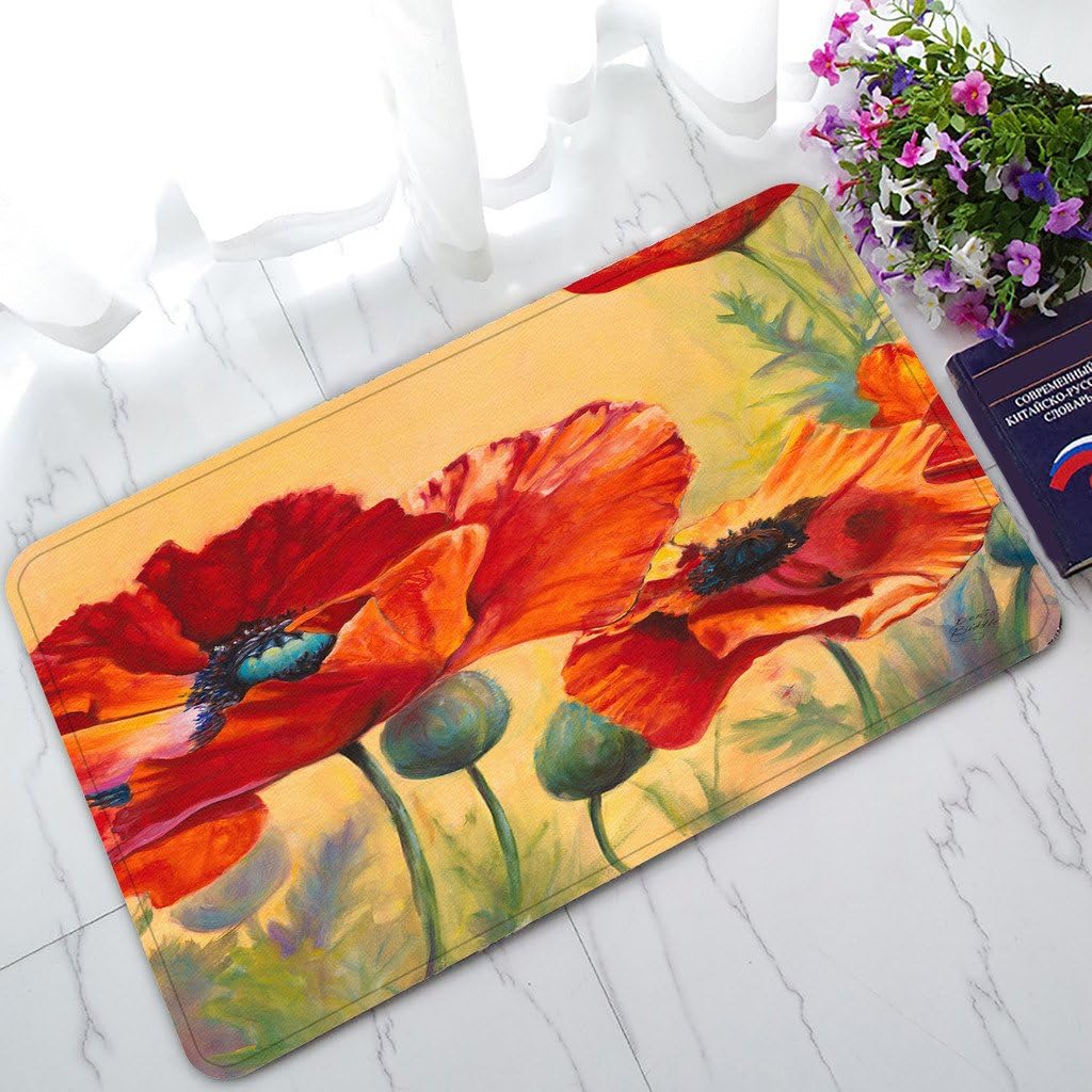Custom Red Poppy Passion NonSlip Doormat Indoor/Outdoor