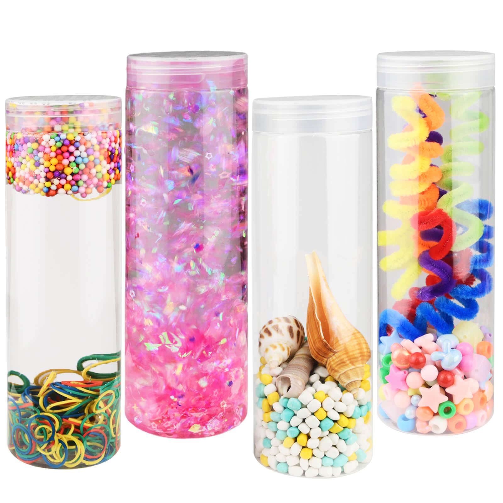 DIY Sensory Bottles 550 ml 4 PCS, Sensory Toys for Children, Sensory Tubes Fine Motor Skills, Autism Sensory Equipment, Boys and Girls Toys for Sensory Play