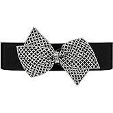 YooAi Women Dress Belts Rhinestone Bow Belt Wide Elastic Stretchy Cinch Waist Belt for Women Ladies Dresses