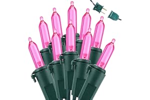 Brizled Pink Christmas Lights, 33ft 100 LED String Lights, Decorative Xmas Tree Light 120V UL Certified Connectable Christmas String Light Pink Mini Lighting for Indoor & Outdoor Wedding Room Party