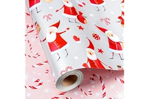 MAYPLUSS Gnome Christmas Wrapping Paper, Cute Gnome Gift Wrap Roll, Metallic Foil Reversible Vintage Boho Gnomes Holiday Wrapping Paper for Christmas, Celebrations (Mini Roll, 17 Inch X 33 Feet)