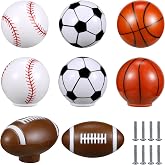 Menkxi 8 Pcs Sports Ball Dresser Knobs for Kids, Classic Style | Baseball Basketball Dresser Drawer Knobs, Boys Football Soccer Sports Nursery Hardware, Drawer Pulls for Cabinet Party Decor