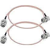 TUOLNK 2PCS RG179 BNC Jumper Cable, 75ohm BNC Male to BNC Male HD-SDI Extension Cable 20inch (50cm), Right Angle BNC Pigtail 