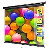 VIVOHOME Projector Screen Pull Down, 1:1 120 Inch