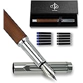 YUNCHUN Fountain Pen Set, Refillable Fountain Pen with 10 Ink Cartridges, Pen Sets for Men Gift, Fountain Pen Medium Nib, Boligrafo Elegante Black Ink, Streamline Design Ink Pen, Brown