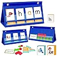 3 in 1 CVC Word Games Word Building Desktop Pocket Chart Phonics Flash Cards Kit, Sight Words Games, Blends, Digraphs, Math Manipulatives for Kids Kindergarten Classroom Must Haves