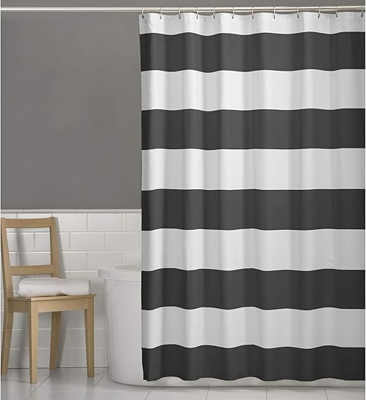 Amazon Com Maytex Porter Nautical Striped Fabric Shower Curtain