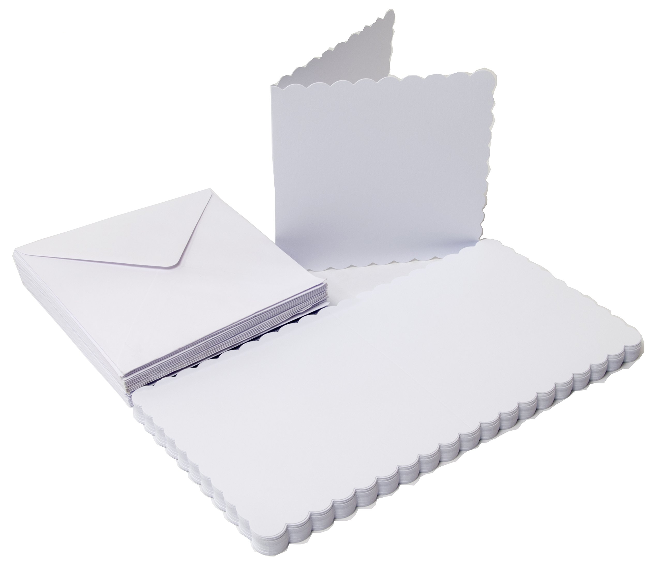 The Paper Palace 25 White Scalloped Cards & Envelopes 8 x 8, 20.8 x 20.8 x 20.8 cm