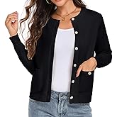 Oymyakon Women Button Down Cardigan Sweaters Long Sleeve Crew Neck Knit Sweater Lightweight Open Front Top Outwear Coat