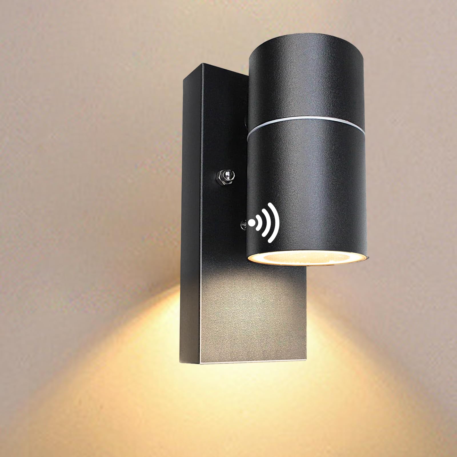 Wondlumi Dusk Till Dawn Sensor Outdoor Wall Lights Mains Powered 240V Outside Light IP44 Waterproof Exterior Lamp for Porch, Front Door, Incl. 1x 5W GU10 Bulbs Warm White