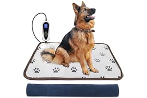Bestio Cat Heating pad,Large 21x34in Dog Heating Pad,Cat Electric Heating Pad with Waterproof Thermostat,Outdoor Heating Pad for Dogs with One Blue Plush Cover