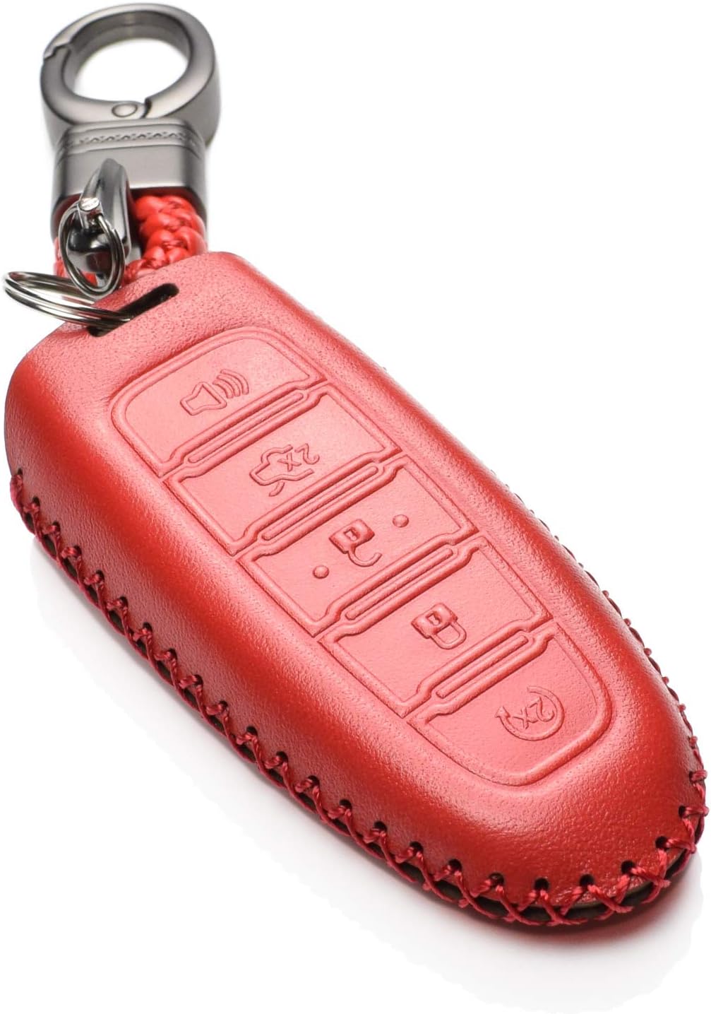 ford keychain amazon on Vitodeco Genuine Leather Cover Keyless Entry Remote Smart Key Fob Case With Key Chain For Ford And Lincoln Red Automotive Amazon Com