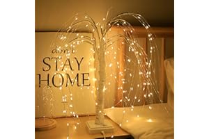 CDSDAS 192 LED Willow Tree Lights for Christmas 24", Warm White Fiber Optic Weeping Willow Lighted Tree, Home, Bedroom, Office Decoration, Wedding, Party, and Willow Christmas Tree Light