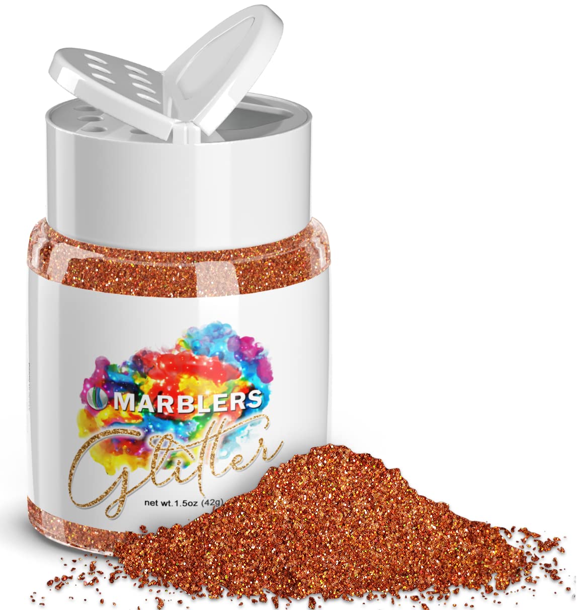 MARBLERS Holographic Glitter [Holo Burnt Orange] 1.5oz (42g) | Fine | Non-Toxic, Vegan, Cruelty-Free | Face, Body, Eyeshadow, Hair, Party Makeup | Nail Art, Polish | Resin, Tumbler, Slime, Craft — image 1