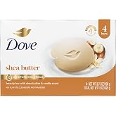 Dove Beauty Bar Soap Shea Butter 4 Count 3.75 oz | or Nourished, Radiant Skin, Enriches SkinF