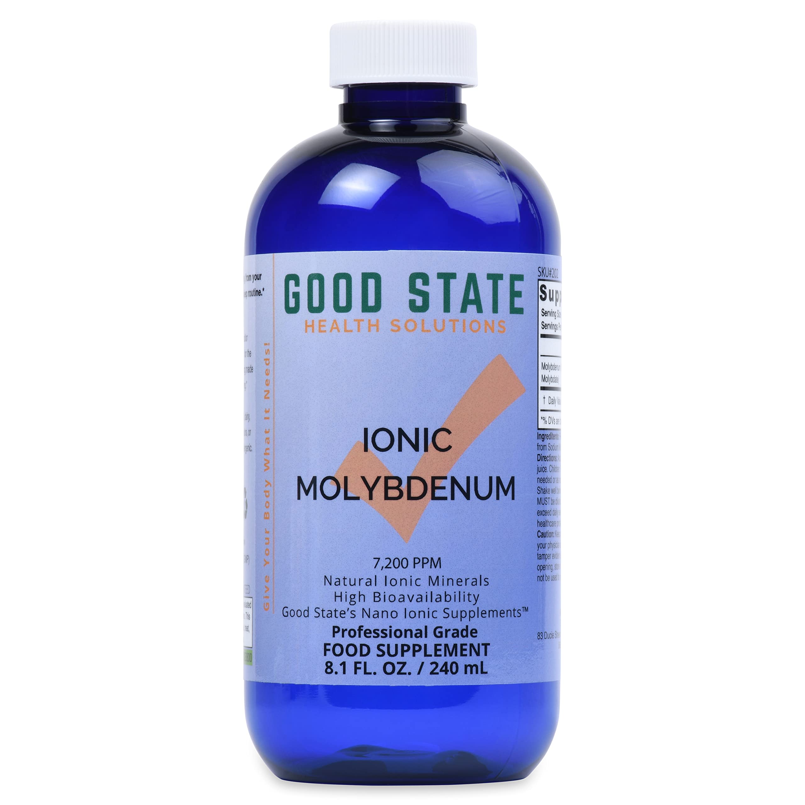 Good State | Liquid Ionic Molybdenum | Completely Absorbable | Nano Sized Mineral Technology | Supports Healthy Teeth, Skin & Bladder | 96 Servings at 75 mcg | 8 Fl oz Bottle