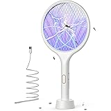 YISSVIC Electric Fly Swatter 4000V Bug Zapper Racket Dual Modes Mosquito Killer with Purple Mosquito Light Rechargeable for I