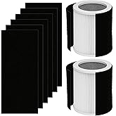 CHAMONNY H-HF400-VP Filter Replacement, Compatible with Hunter H-HF400-VP, H-PF400 and Hunter HP400 Cylindrical Tower Air Purifier, 2 True HEPA Filters + 8 Pre-Carbon Filters
