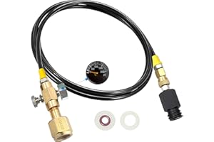 EDSUMEY 60in CGA320 Co2 Tank adapter directly to the soda machine, Adapter for TR21-4 Soda Water Machine Compatible with Fizzi/One Touch/JET/Aqua Fizz/Soda Maker (with Pressure Gauge)