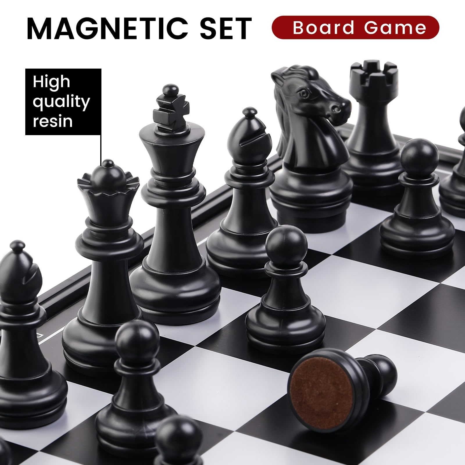 Magnetic Chess Set for Kids and Adults, 13 inch 3 in 1 Chess Checkers Backgammon Travel Portable Folding Sets, Gift Children Chess Board Game with Extra Queen