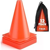 GHB Soccer Cones 7" 9" of 12 24 Pack Disc Soccer Sport Cones | Training Field Marker Agility Cones for Basketball, Coaching, Practice Equipment Includes Drills Guide