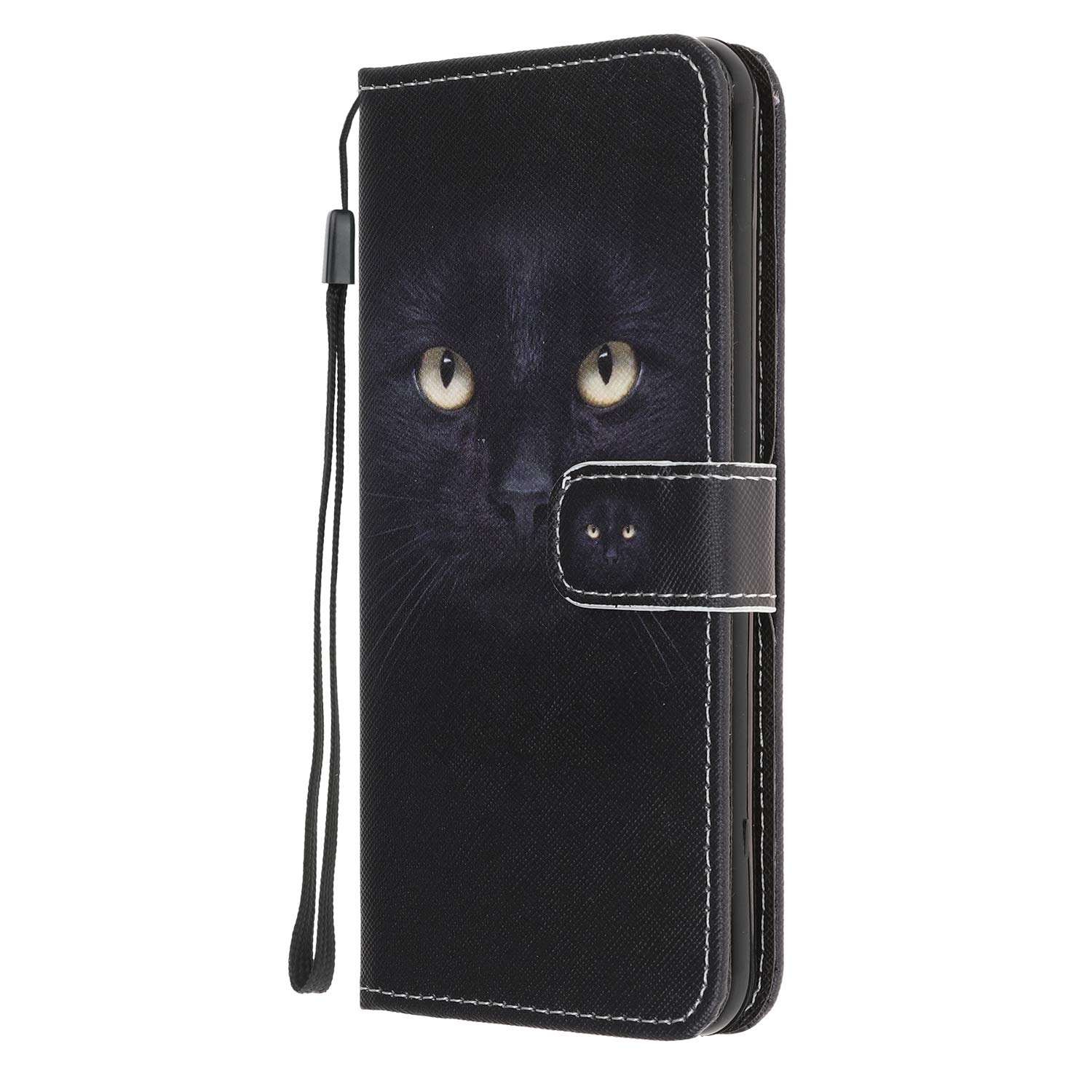 Motorola Moto G50 Case, Moto G50 Phone Case Flip Bumper PU Leather Wallet Cover with Magnetic Closure Kickstand Card Holder Protective Skin Shockproof Case for Motorola Moto G50 Cover, Black Cat