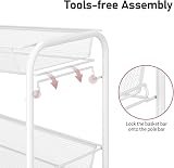 4-Tier Rolling Cart On Wheels White 4-Tier Storage Trolley view 5