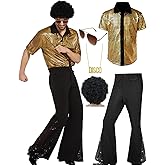 minkasic Mens 70's Disco Outfit Retro 70s Mens Costume for Adults Perfect 70's Theme Clothes for Parties