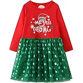 HILEELANG Toddler Girl Dress Long Sleeve Winter Christmas Clothes Cotton Casual Playwear Basic Tunic Outfit Dresses
