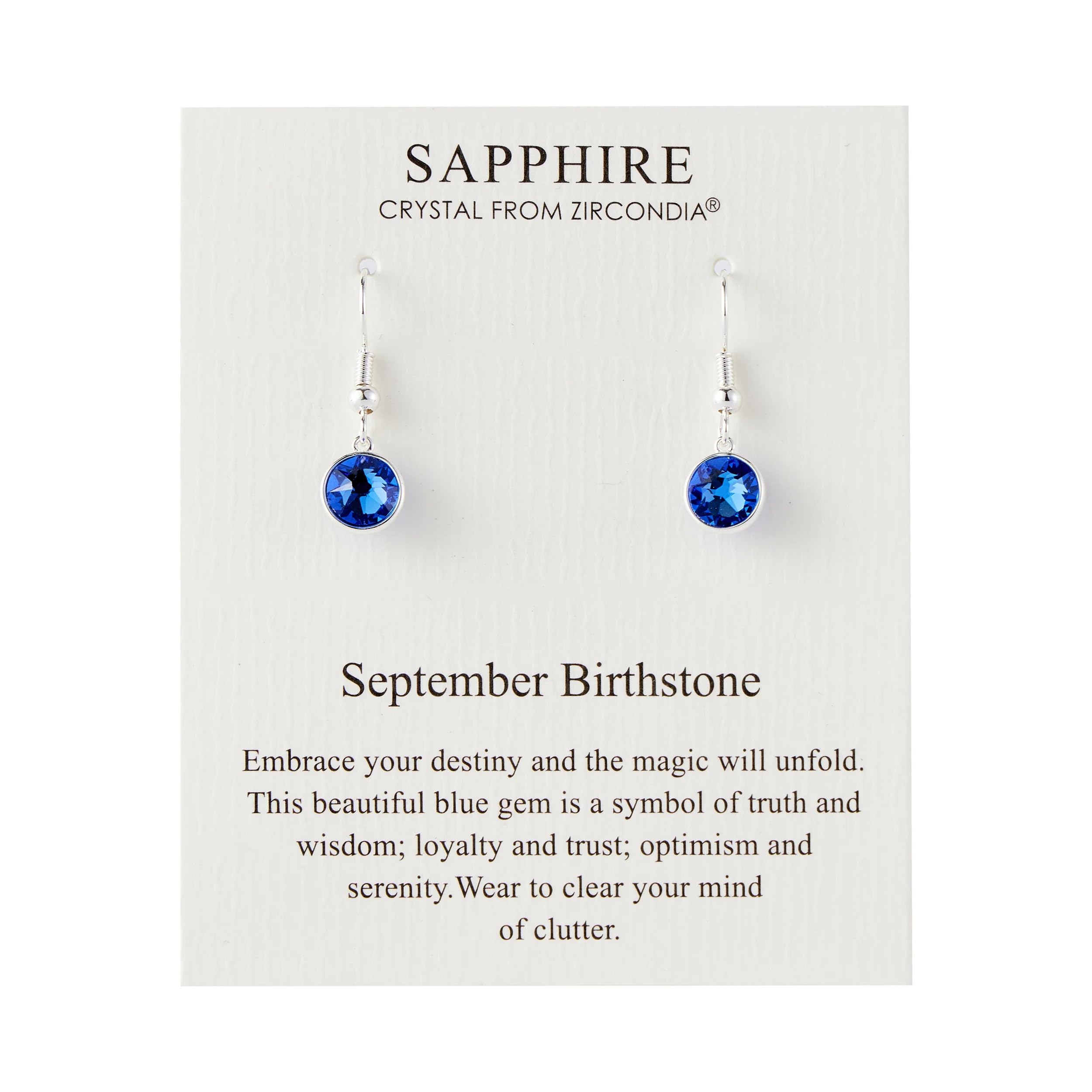 Philip Jones September Birthstone Drop Earrings Created with Sapphire Zircondia® Crystals
