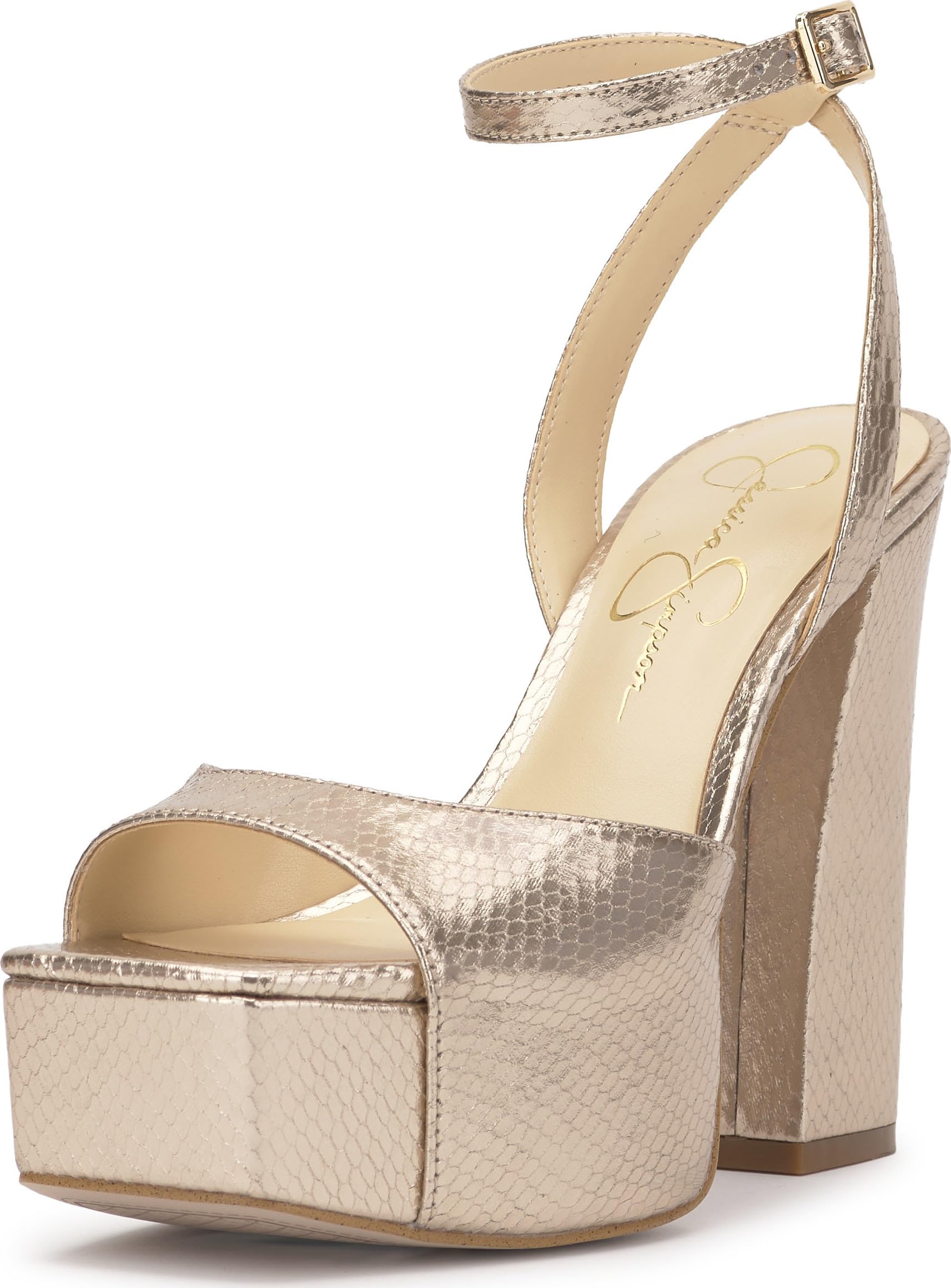 Jessica Simpson Lirio Peep Toe Platform Sandal, Champagne, 10