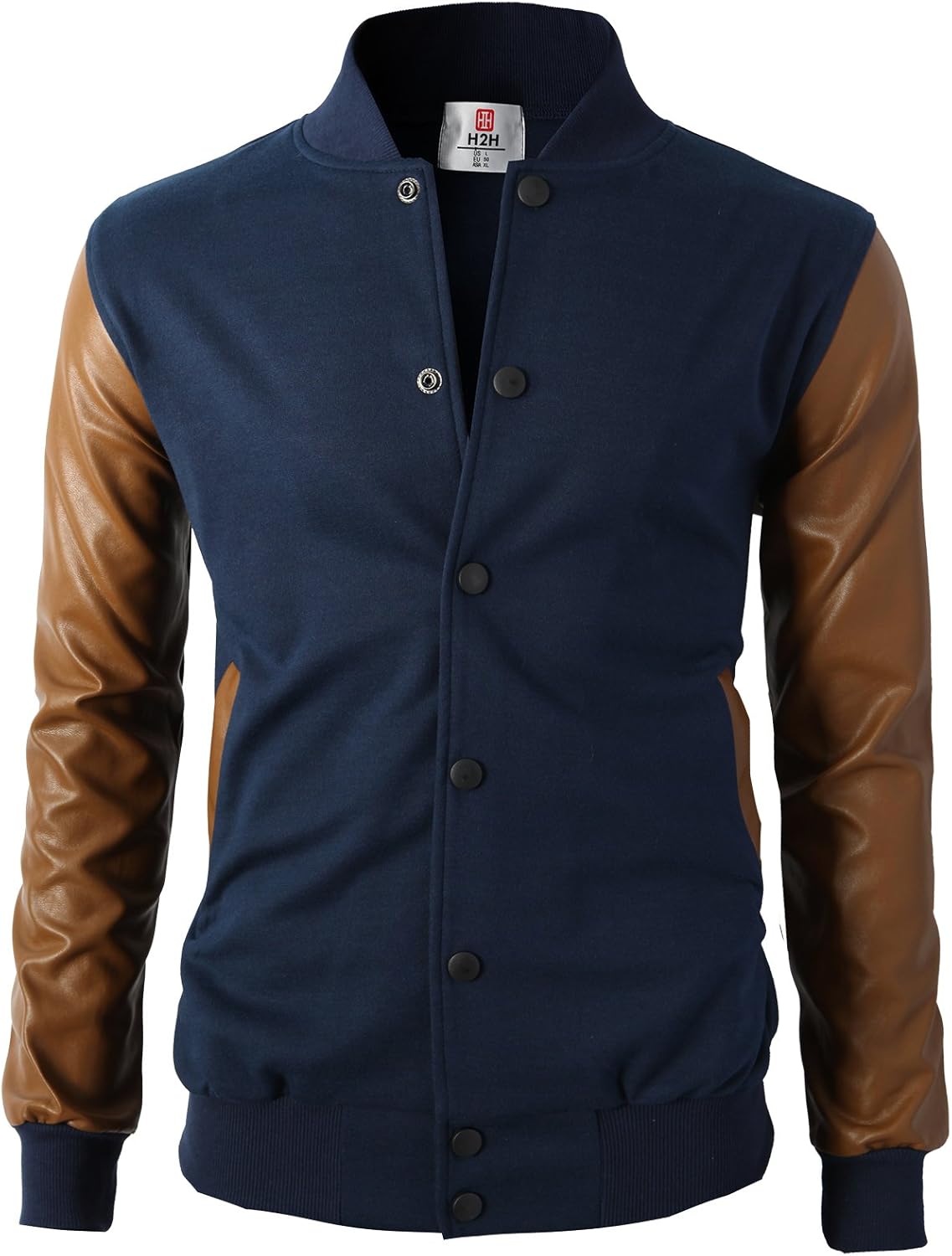 H2H Mens Slim Fit Varsity Baseball Bomber Jacket Of Various Styles, Kmoja0132-navy, US S (Asia M) at  Men’s Clothing store