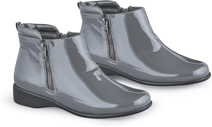black patent rain boots