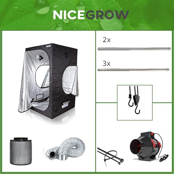 Nice Grow Growset Dark Box 120 2xTLED 42 W Wuchs 3xTLED 42 W Blüte Hybrid Flo Falcon
