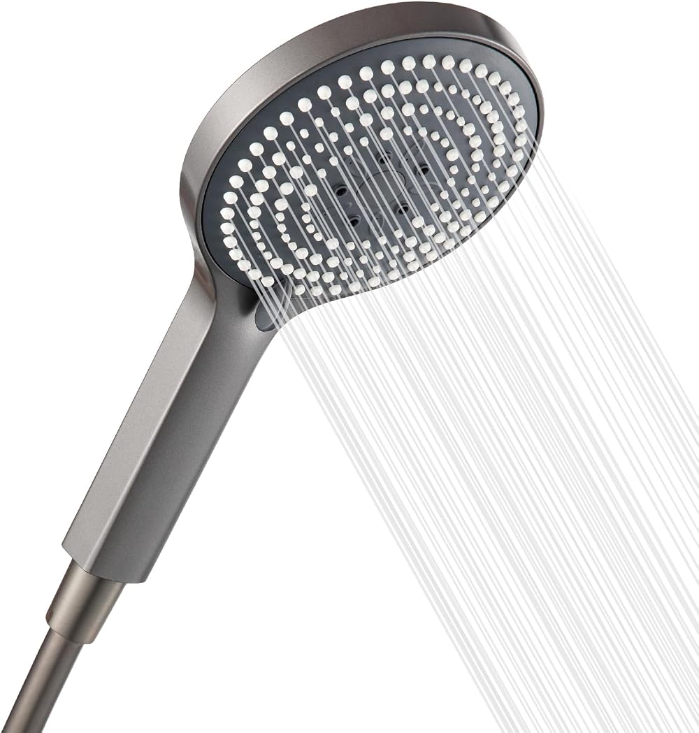 OFFO Shower Head and Hose 1.5m 6 Modes Brushed Black Chrome