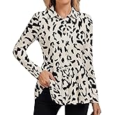 Soneven Women's 3/4 Sleeve Golf Polo Shirts V Neck Ruffle Sleeve Dressy Tops Casual Work Tunic Blouses