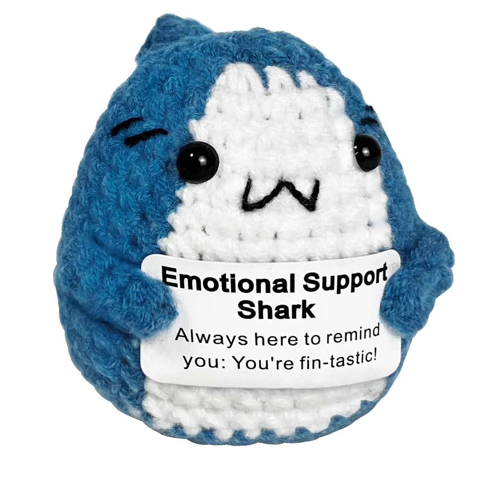 Befrenetic Emotional Support Gift: Positive Crochet Shark Plush, Mini Funny Cute Knitted Dolls for Friends